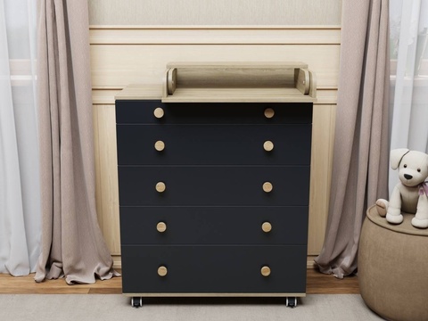 Комод пеленальный Incanto "Идеальный", цвет графит/дуб (с органайзером)