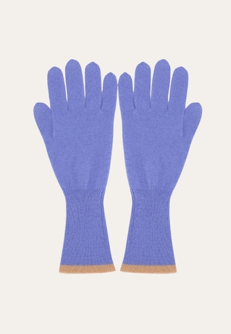 Перчатки голубые с бежевой окантовкой