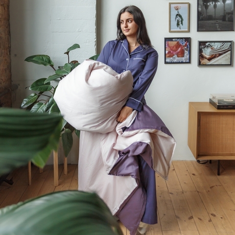 Постельное бельё двустороннее LaPrima сатин (1,5 сп) - Слива - купить 5