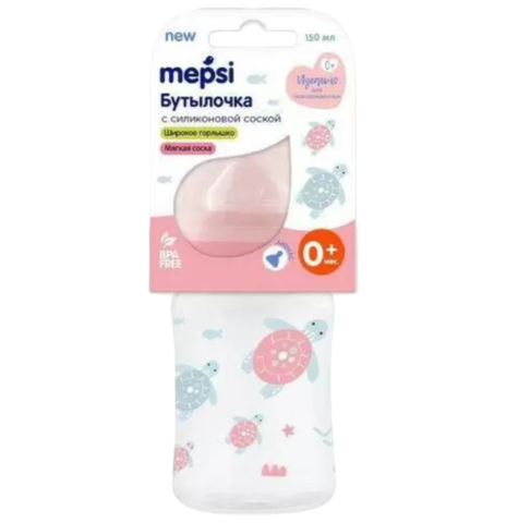 Бутылочка для кормления Mepsi с силиконовой соской 0+ 125мл