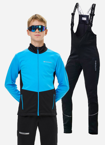 Детский лыжный костюм с высокой спинкой Nordski Jr. Advance Active Light Blue/Black
