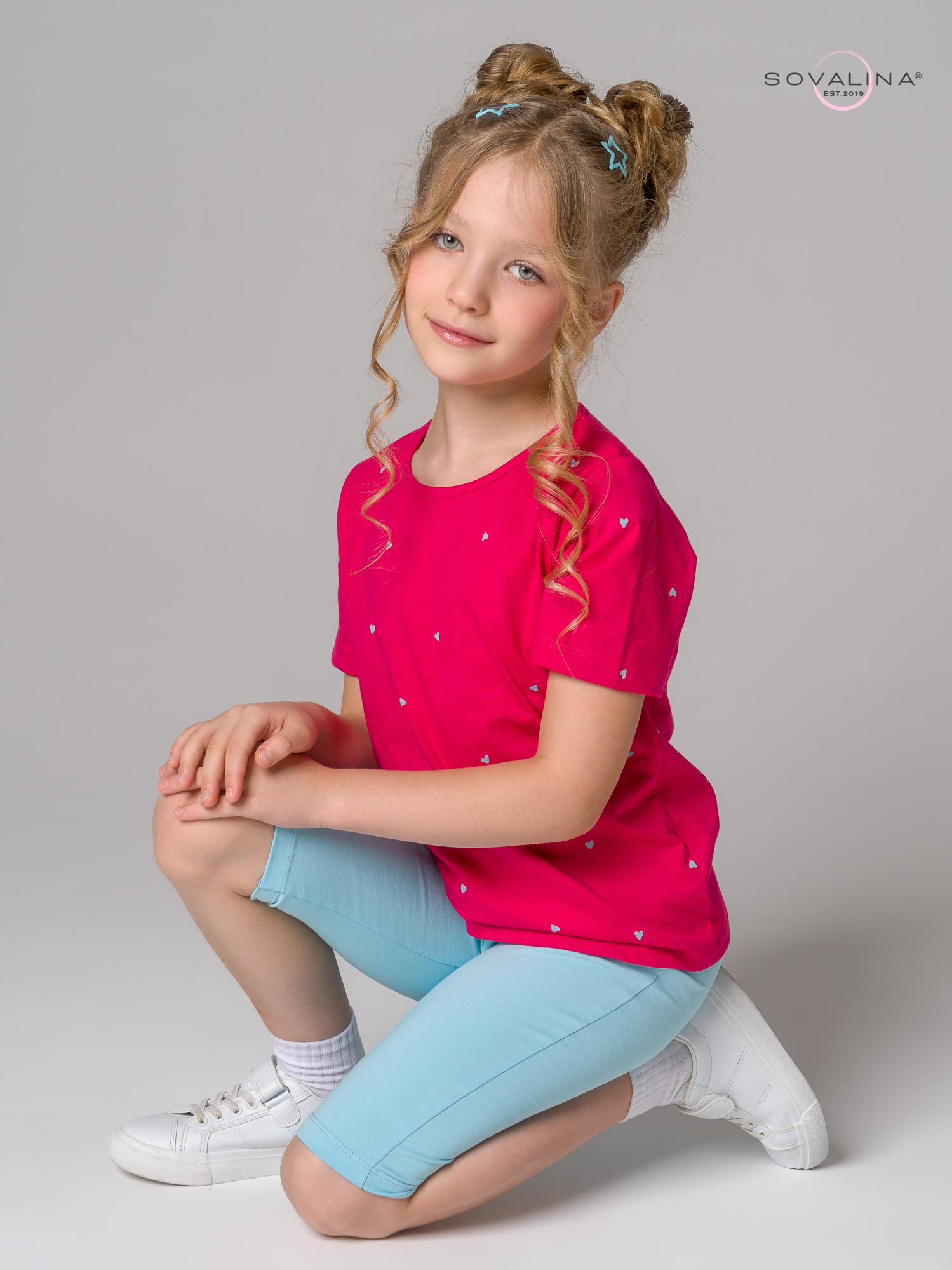 Костюм Актив сердечки малина-голубой