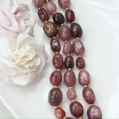 Клубничный кварц (тёмный) бусины, от 10 до 20 мм, 1 нить, К002
