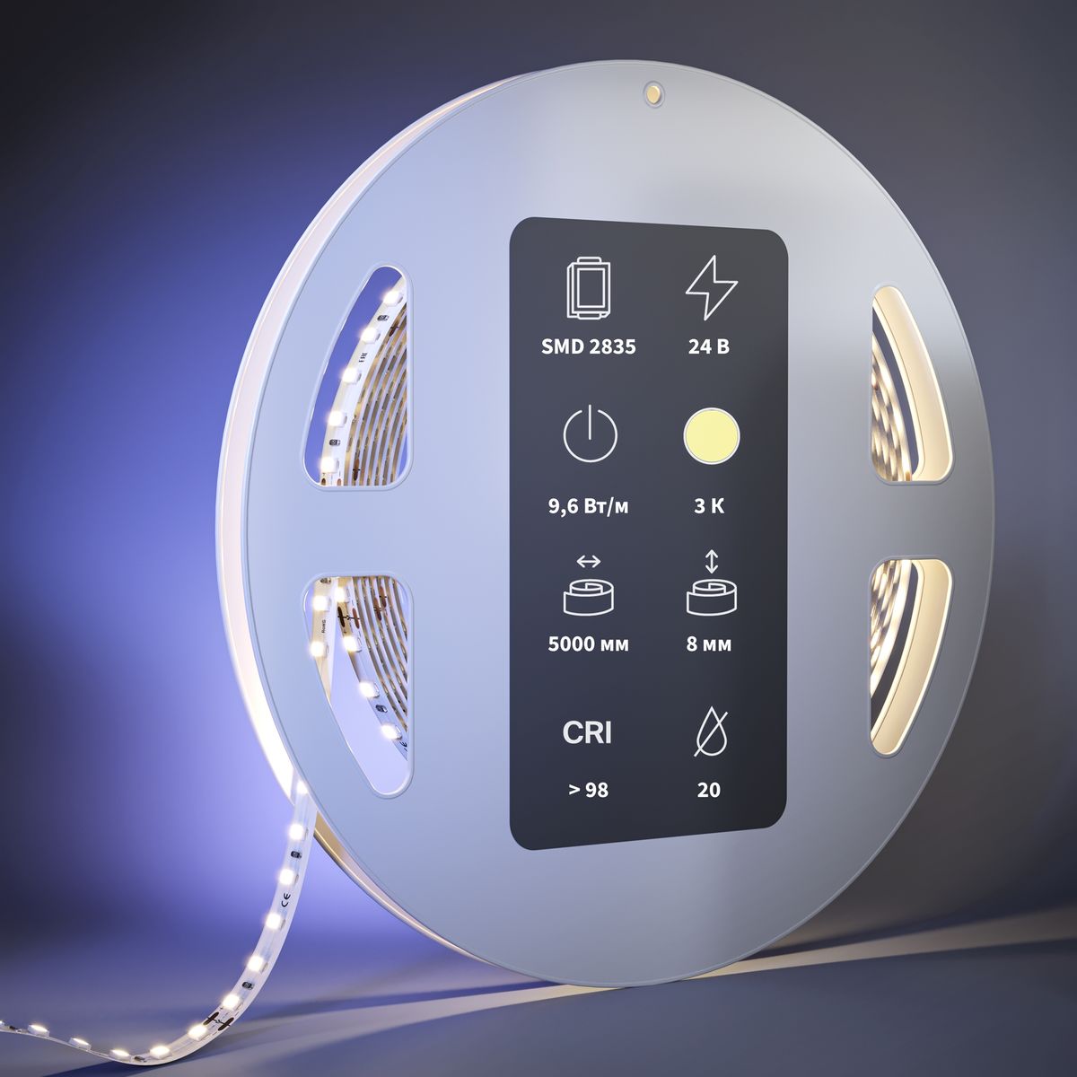 Светодиодная лента Maytoni 9,6W/m 120LED/m 2835SMD теплый белый 5M 201085