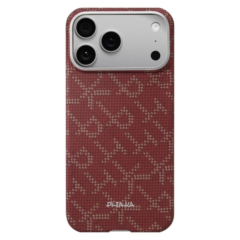 Чехол Pitaka Edge Case для iPhone 17 Pro, Красный монограм | Monogram Gold/Red