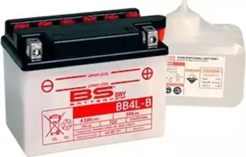 BB4L-B Аккумулятор BS , 12В, 4 Ач  120x70x92, обратная ( -/+ ), (YB4L-B)
