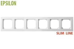 Рамка Шестиместная Белая SLIM (Универсальный Монтаж) LIREGUS EPSILON