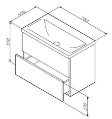 Тумба с раковиной подвесная, 75 см AM.PM GEM - M90FHX07522WG