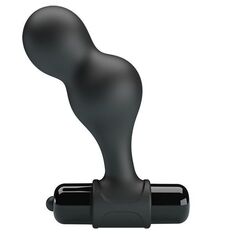 Черная анальная пробка с вибрацией Silicone Vibrating Anal Plug - 10 см. - 