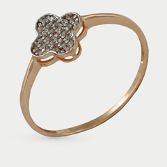 Кольцо женское из красного золота 585 пробы с фианитами (арт. К-2666)