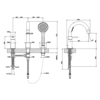 Gessi 18637#299 Gessi Emporio Via tortona Смеситель для ванны на 3 отверстия с переключателем, изливом и шлангом 1,50м, цвет: Black XL