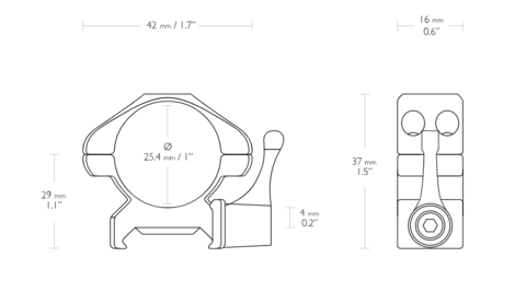 Крепления быстросъемное Hawke 25,4мм на Weaver Low (низкие)