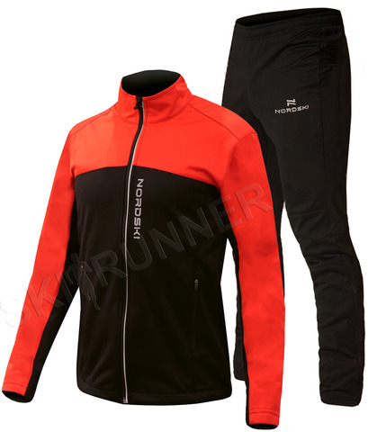 Детский утеплённый лыжный костюм Nordski Active Base Red-Black 2020
