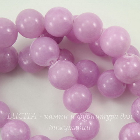 Бусина Жадеит (тониров), шарик, цвет - лавандовый, 10 мм, нить
