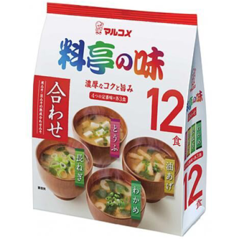 Мисо суп Марукомэ с кусочками зеленого лука, 4 разных вкуса Marukome, 12 порций, 216 гр