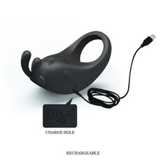 Чёрное эрекционное кольцо с вибрацией Rabbit Vibrator - 