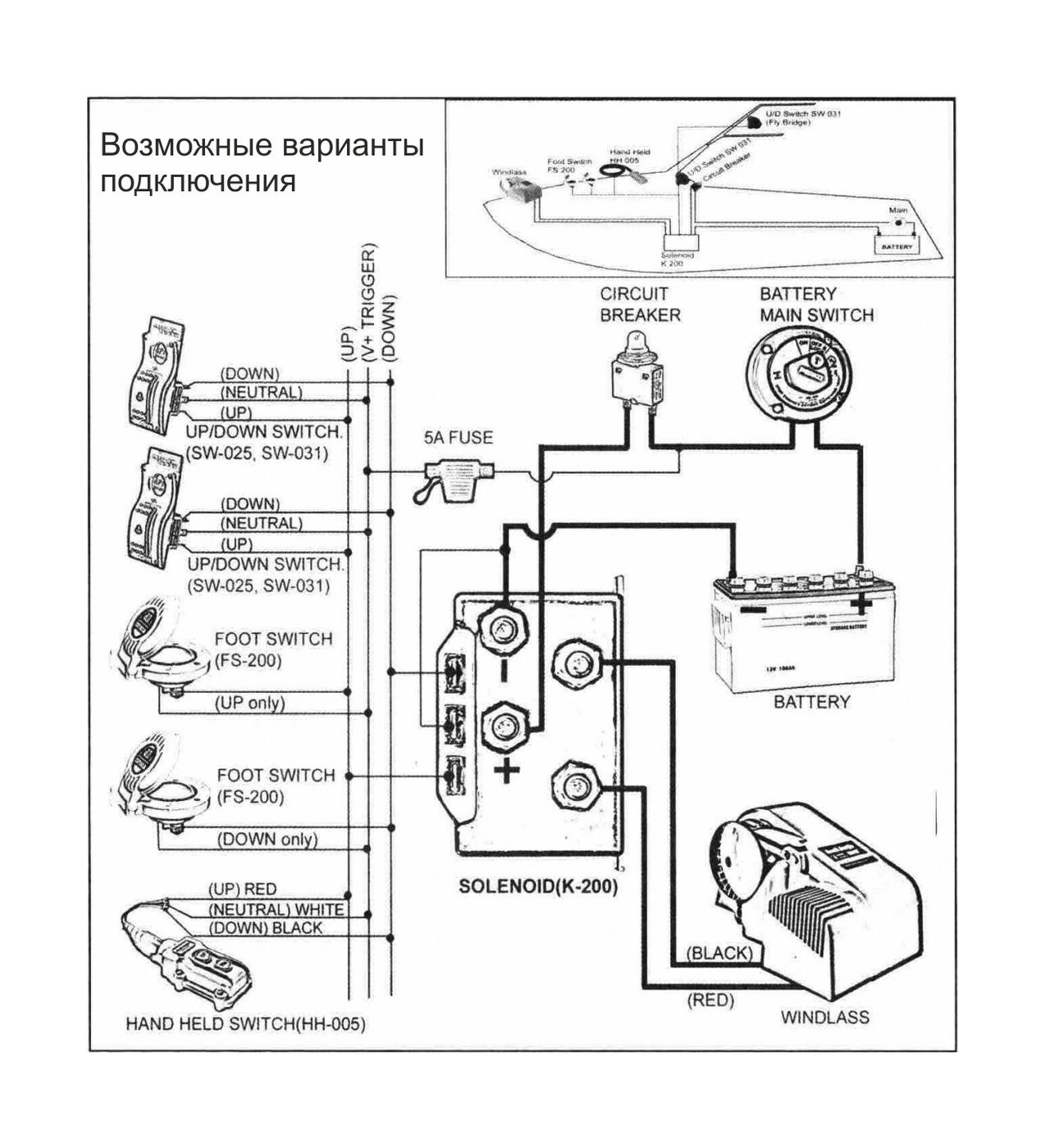 Схема подключения автолебедки