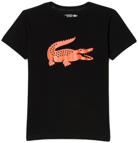 Детская теннисная футболка Lacoste Boys SPORT Tennis Technical Jersey Oversized Croc T-Shirt - black/orange