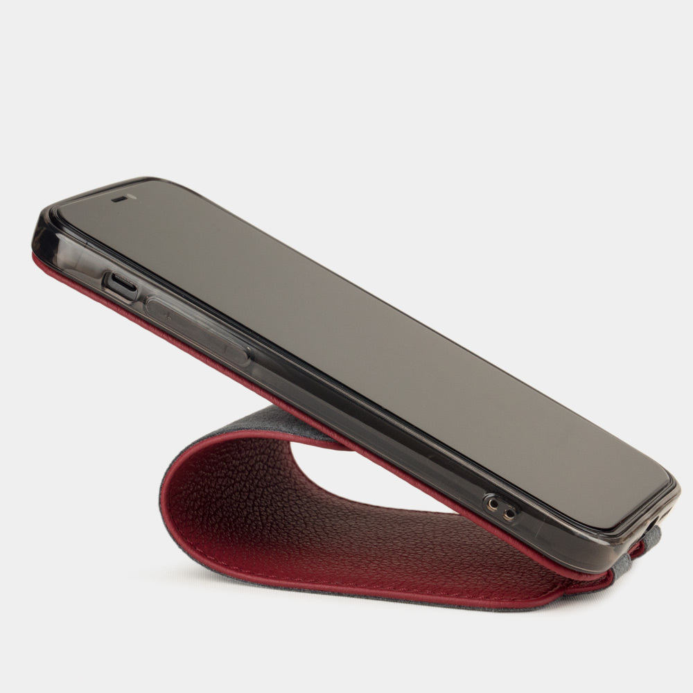 Чехол для iPhone 12 Pro Max из натуральной кожи теленка, вишневого цвета