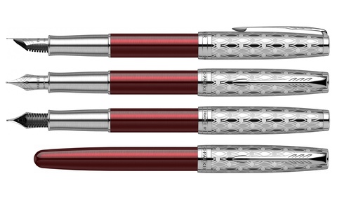 Ручка перьевая Parker Sonnet Premium 2021, F537, Metal & Red Lacquer CT (2119650)