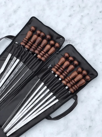 Набор шампуров в двойном чехле кожзам