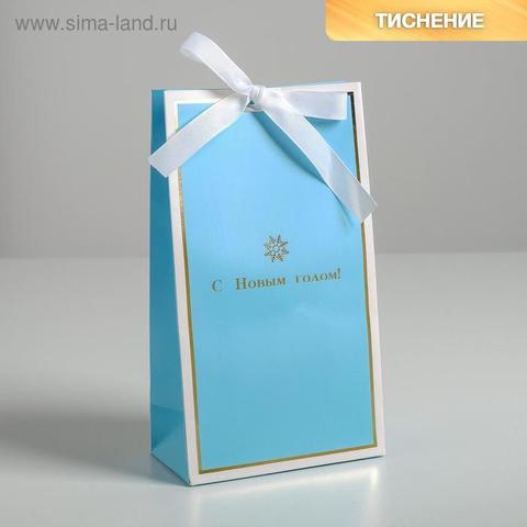 Пакет подарочный с лентой «С Новым годом!», 13 × 23 × 7 см