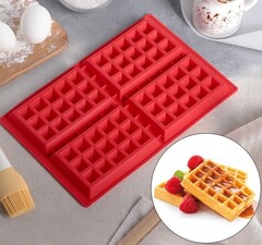 Форма силиконовая  Венские вафли 28,5х18,5 см, 4 ячейки