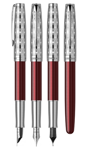 Ручка перьевая Parker Sonnet Premium 2021, F537, Metal & Red Lacquer CT (2119650)