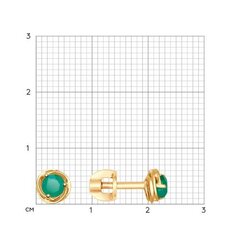 725726 - Серьги-пусеты из золота 585пр с зелеными агатами