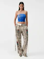 Брюки с декоративной лентой принтованные OLA OLA
