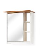Шкаф навесной с зеркалом Паула для ванной из массива сосны, белый/черри
