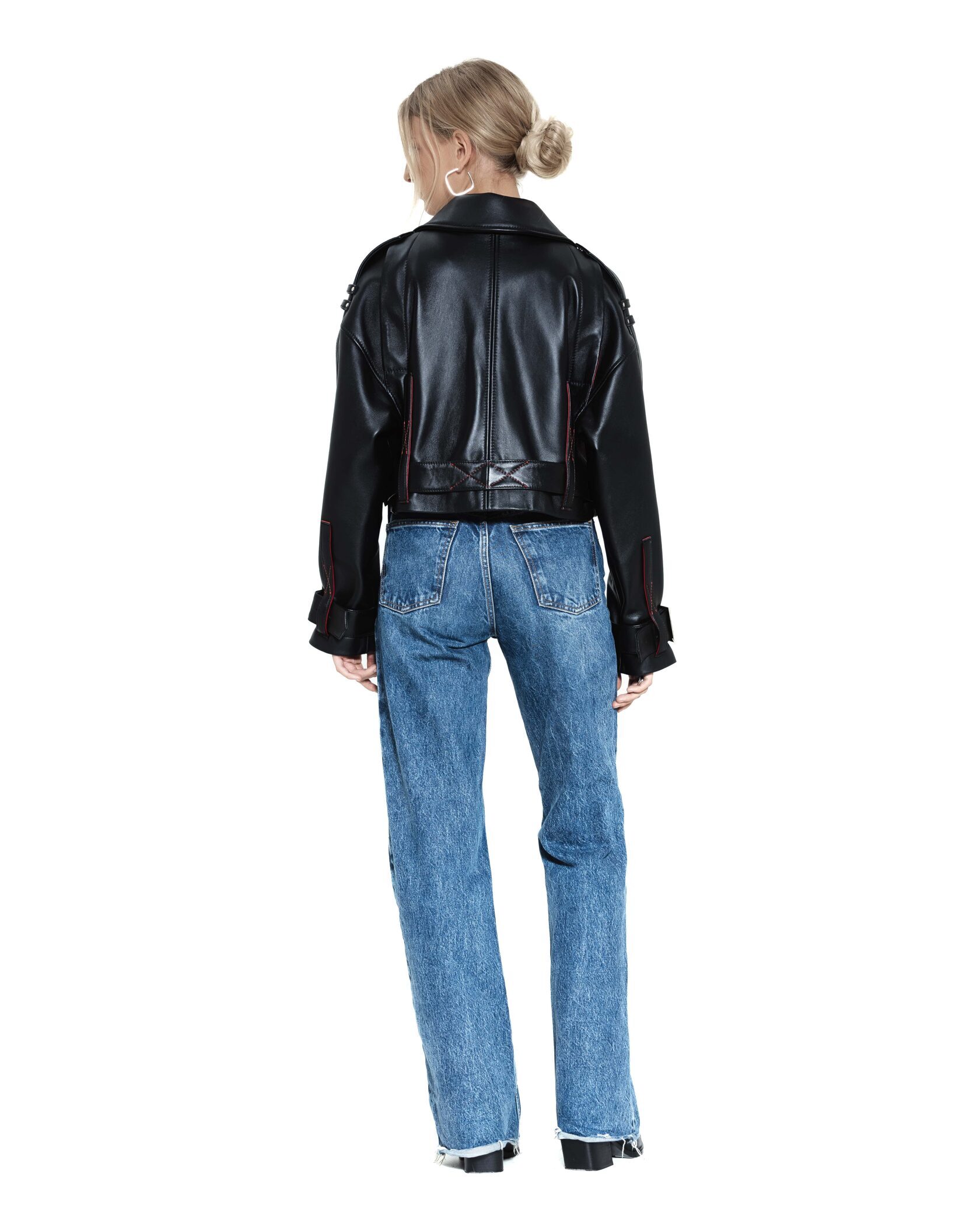 Укороченная косуха Oversize с крестами, Черная