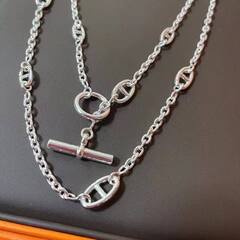 Колье сотуар длинное из неродированного серебра 925 пробы FARANDOL