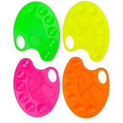 Палитра Проф-Пресс, 15х20 см, 10 ячеек, овальная, пластик, флуоресцентная, ассорти