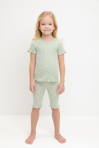 пижама  для девочки  К 1632/морская пена,поле с ромашками