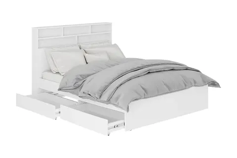 Кровать Симпл 1.2 м с надстройкой белая