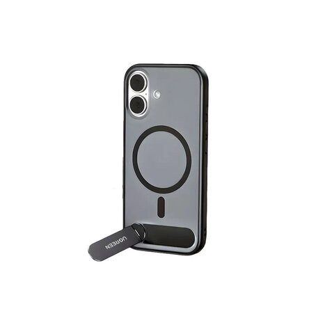 Чехол UGREEN CA314 (85280) Magnetic Protective Case with Stand iPhone 16 6,1'' с подставкой, черный/прозрачный