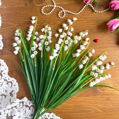 Ландыши искусственные из мягкого пластика, реалистичные, высота регулируется 35-44 см, набор 2 букета.