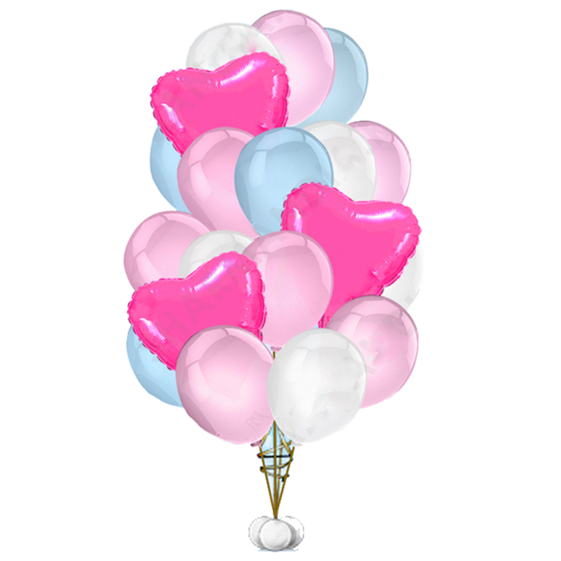 Цветочная композиция с розовыми воздушными шарами со звездами – придай