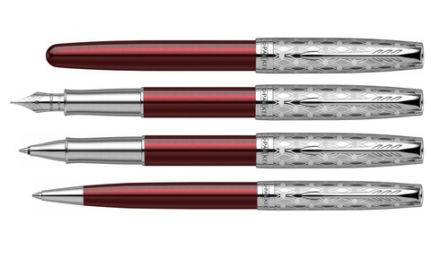 Ручка перьевая Parker Sonnet Premium 2021, F537, Metal & Red Lacquer CT (2119650)