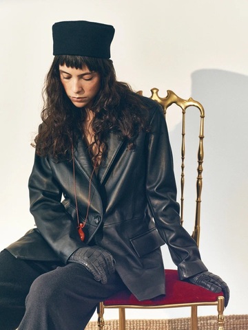 ПРЕДЗАКАЗ Пиджак черный кожаный AMALIE x LYNA by O.Rim