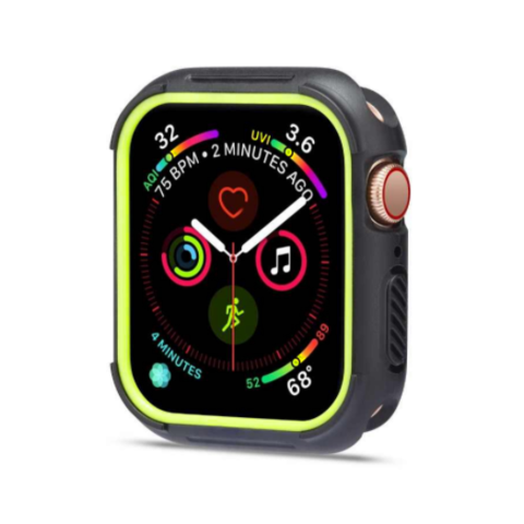 Силиконовый чехол Sport Case для Apple Watch 38 мм (Черный с желтым)