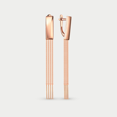 Длинные женские серьги без вставок из красного золота 585 пробы (арт. 016312-1000)