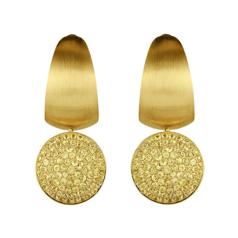 Серьги с жёлтыми сапфирами, эмаль, E0178-73/12