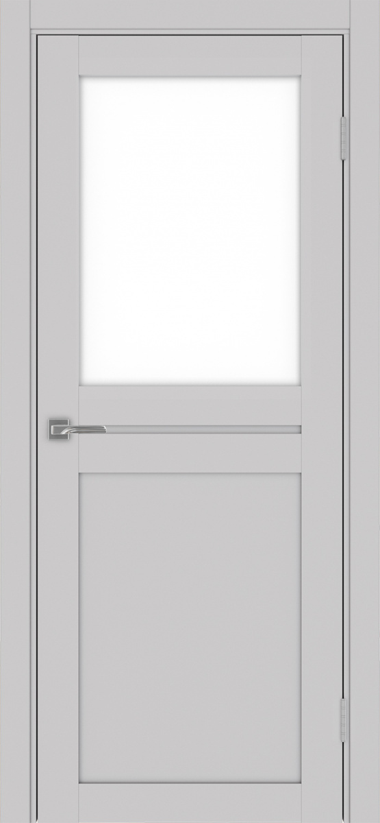 Дверь межкомнатная Оптима Порте Турин 520.211, цвет пепельный, экошпон, стекло лакобель белое
