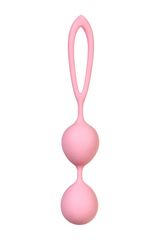Розовые силиконовые вагинальные шарики с ограничителем-петелькой - 