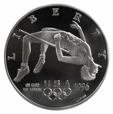 1 доллар. XXVI Летние Олимпийские Игры. Прыжки в высоту. (Р) США. 1996 год. PROOF