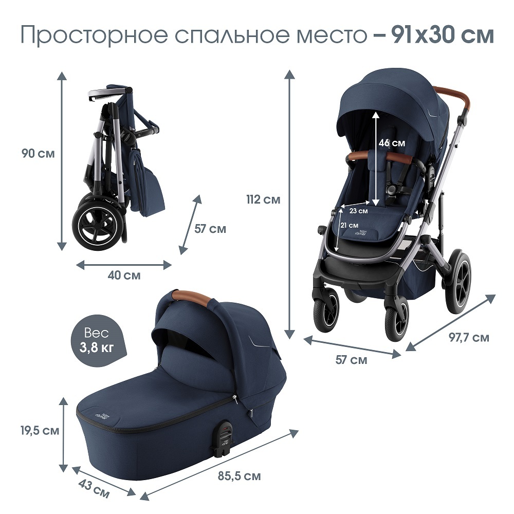 Детская коляска 3в1 Britax Roemer Smile 5Z Night Blue + Baby-Safe Pro Classic | Deep Black