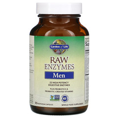 Garden of Life, Ферменты RAW, для мужчин, 90 растительных капсул