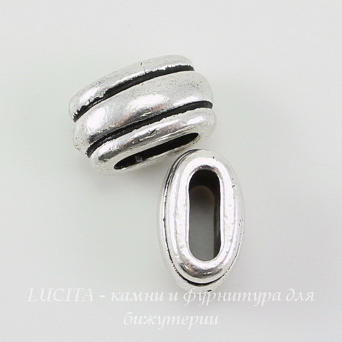 Бусина для шнура 6х2 мм TierraCast "Deco Barrel" 11х6х6 мм (цвет-античное серебро) ()